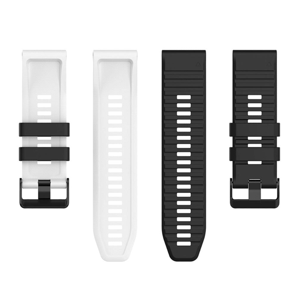 Universal Garmin 22mm Ribbed Silicone Strap w. Tool - Black / White