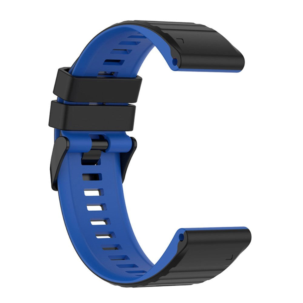 Universal Garmin 22mm Ribbed Silicone Strap w. Tool - Black / Blue