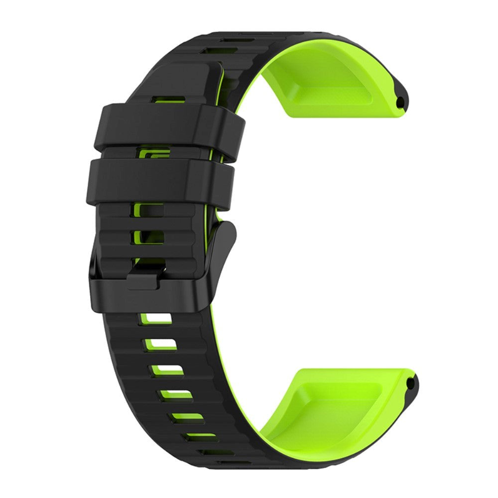 Universal Garmin 22mm Ribbed Silicone Strap w. Tool - Black / Green