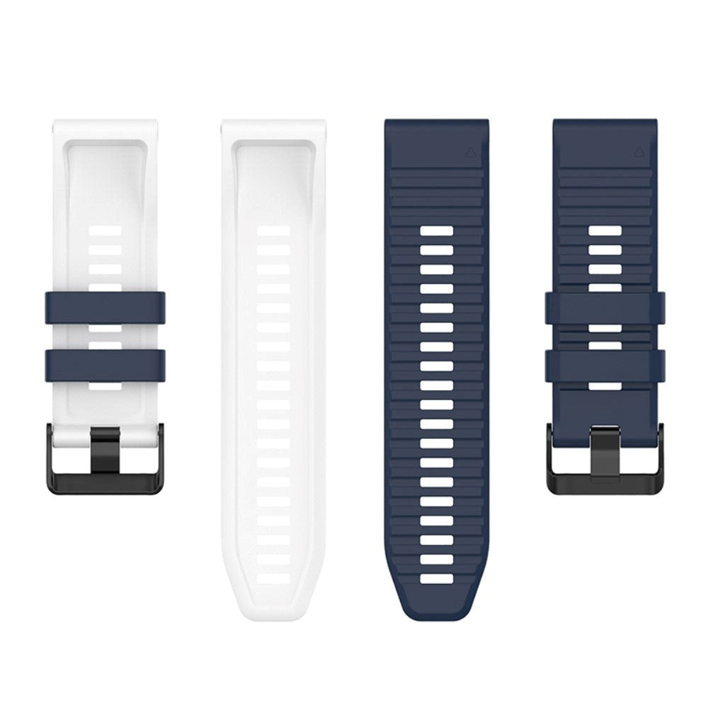 Universal Garmin 22mm Ribbed Silicone Strap w. Tool - Blue / White