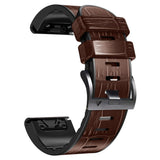 Universal Garmin 26mm QuickFit PU Leather Strap with Crocodile Texture - Brown / Black