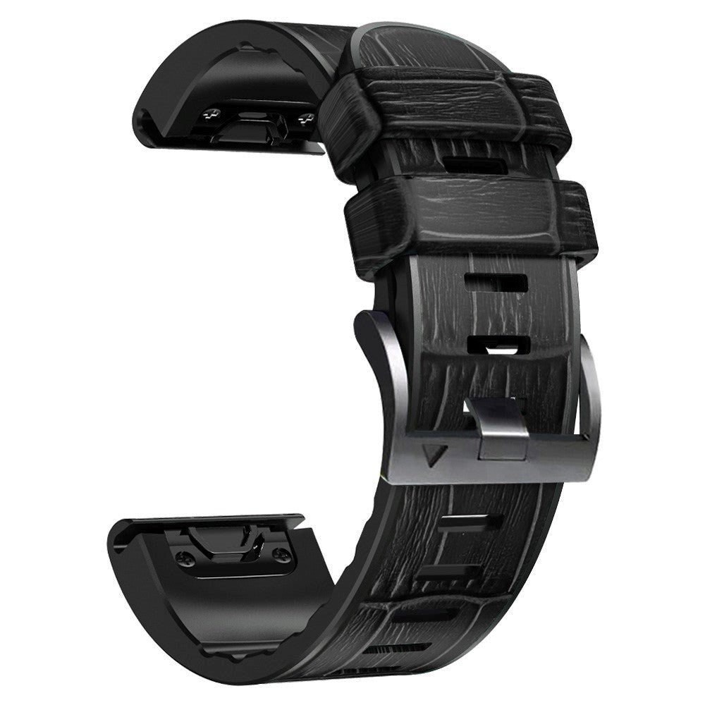 Universal Garmin 26mm QuickFit PU Leather Strap with Crocodile Texture - Black