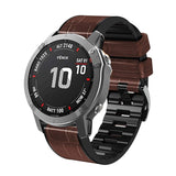 Universal Garmin 22mm QuickFit PU Leather Strap with Crocodile Texture - Brown / Black