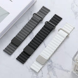 Smartwatch Strap 20mm Magnetic Litchi Leather - Gray / Black