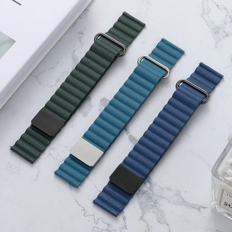 Smartwatch Strap 22mm Magnetic Litchi Leather - Green / Black