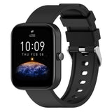 Universal Silicone Smartwatch Strap (20mm) w. Metal Buckle - Black