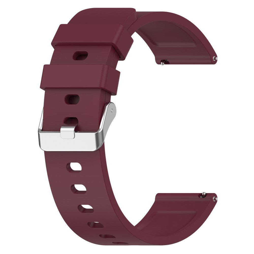 Universal Silicone Smartwatch Strap (20mm) w. Metal Buckle - Wine Red