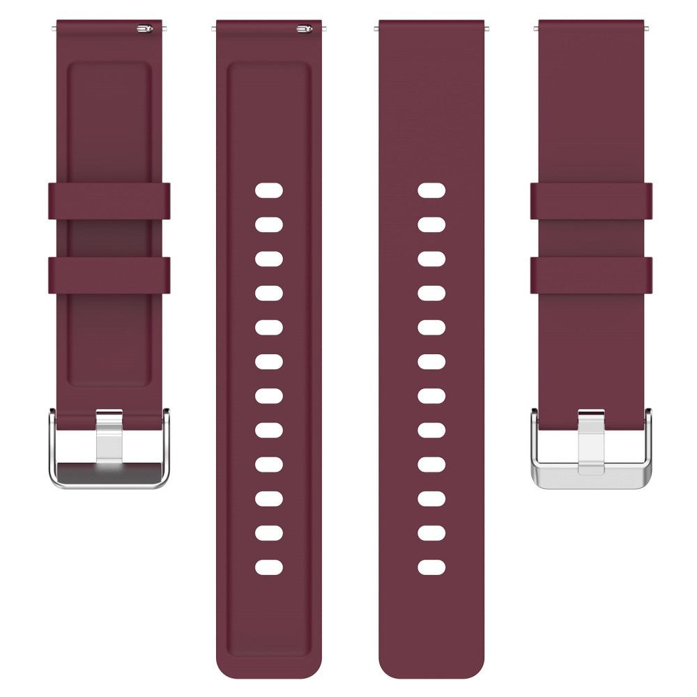 Universal Silicone Smartwatch Strap (20mm) w. Metal Buckle - Wine Red