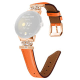 Google Pixel Watch 1 / 2 / 3 Leather Strap w. Rose Gold Rhinestone Buckle - Orange