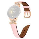 Google Pixel Watch 1 / 2 / 3 Leather Strap w. Rose Gold Rhinestone Buckle - Pink