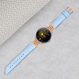 Google Pixel Watch 1 / 2 / 3 Leather Strap w. Rose Gold Rhinestone Buckle - Blue