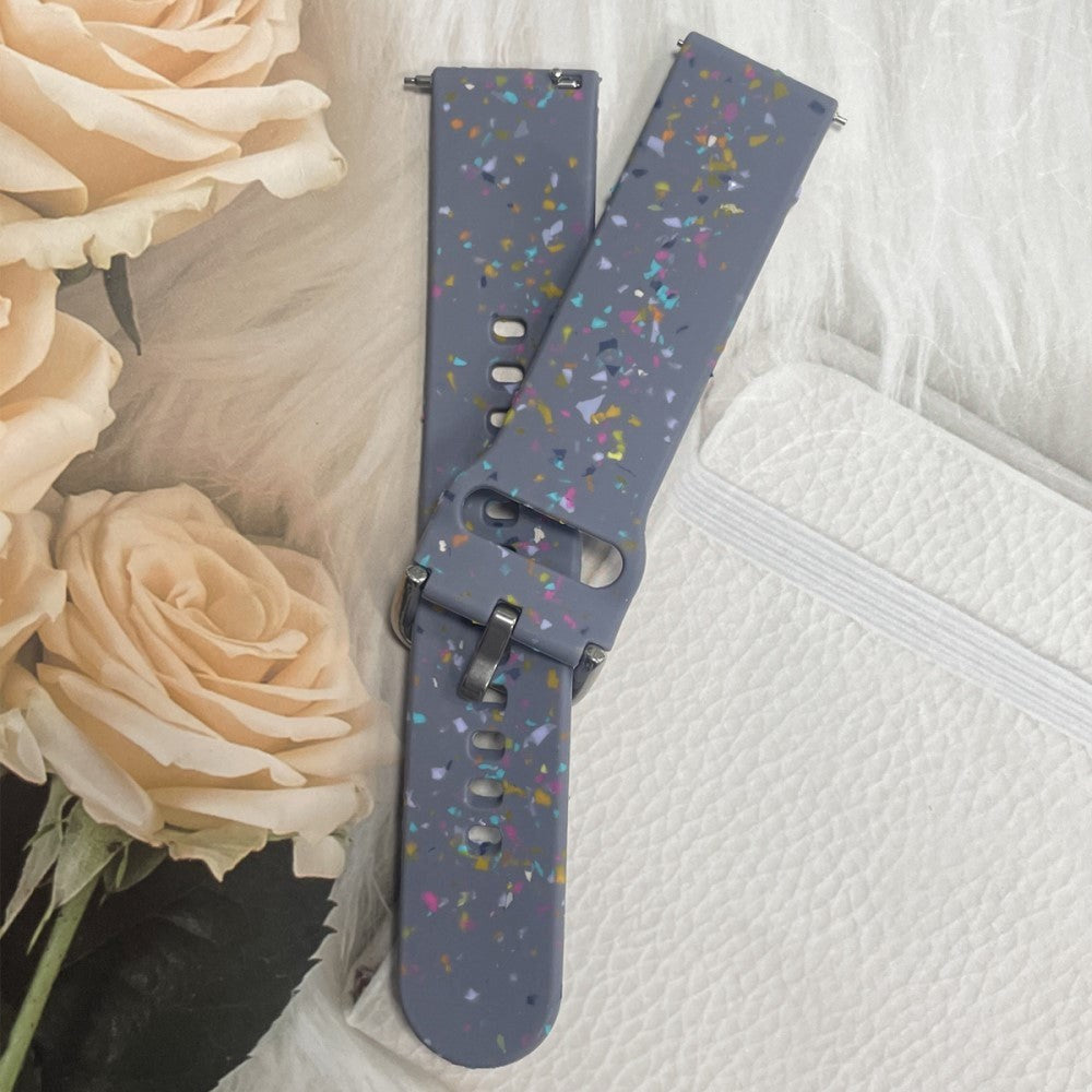 Smartwatch Silicone Universal Strap (22mm) w. Terrazzo Pattern - Greyish Blue