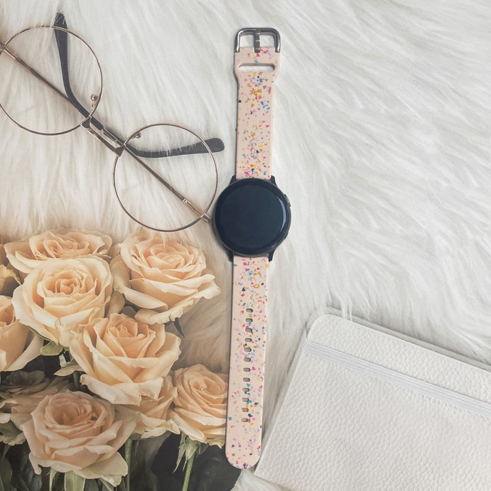 Smartwatch Silicone Universal Strap (20mm) w. Terrazzo Pattern - Pink