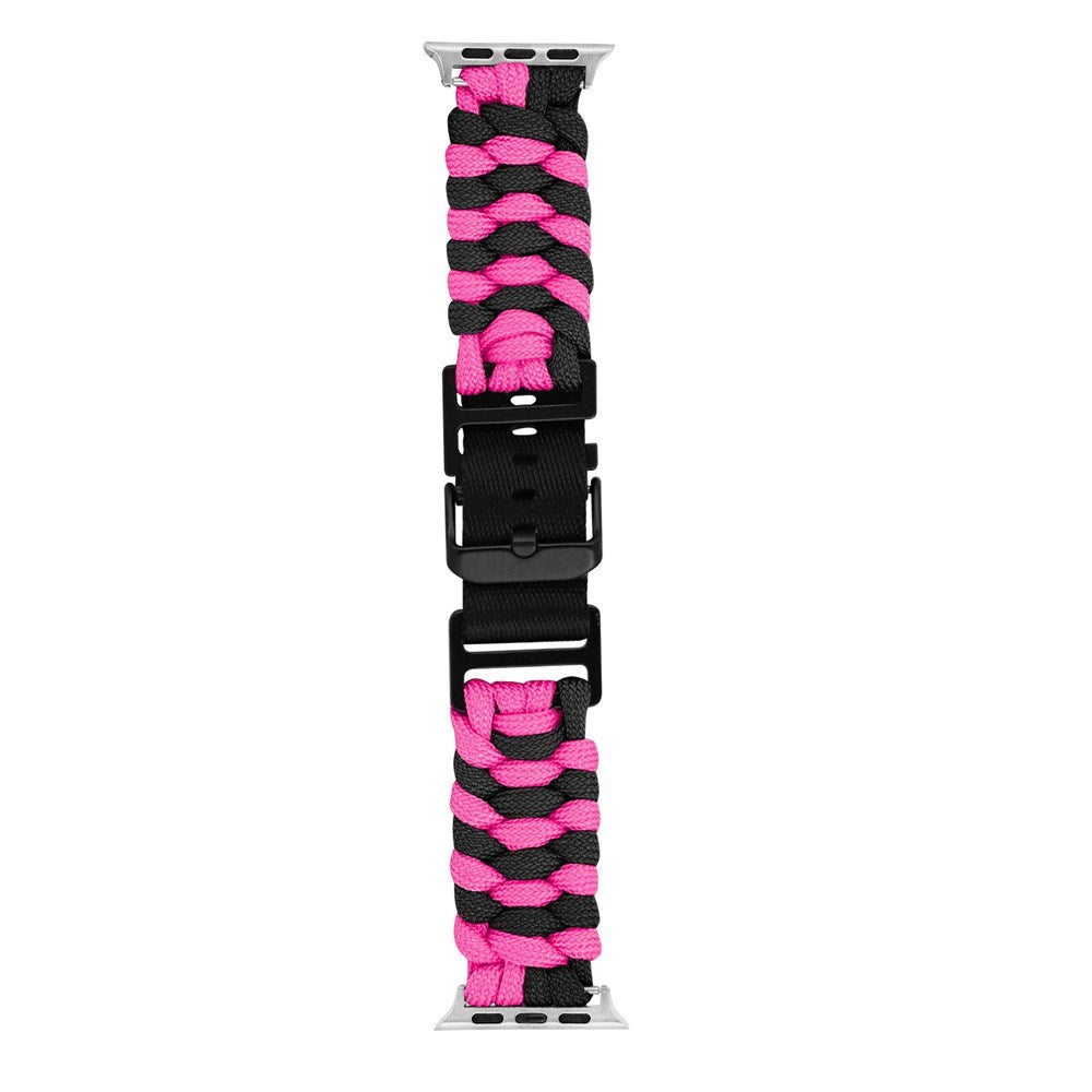 Apple Watch (42/44/SE/45/46/49mm) EIDERWOOD Braided Nylon Watch Strap - Black / Pink
