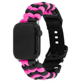 Apple Watch (42/44/SE/45/46/49mm) EIDERWOOD Braided Nylon Watch Strap - Black / Pink