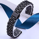 Universal 14mm Stainless Steel Smartwatch Strap w. Pattern - Black