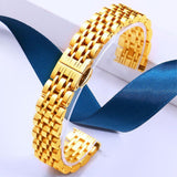 Universal 14mm Stainless Steel Smartwatch Strap w. Pattern - Gold