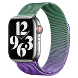 Apple Watch (38/40/SE/41/42mm) Gradient Magnetic Stainless Steel Strap - Purple / Green