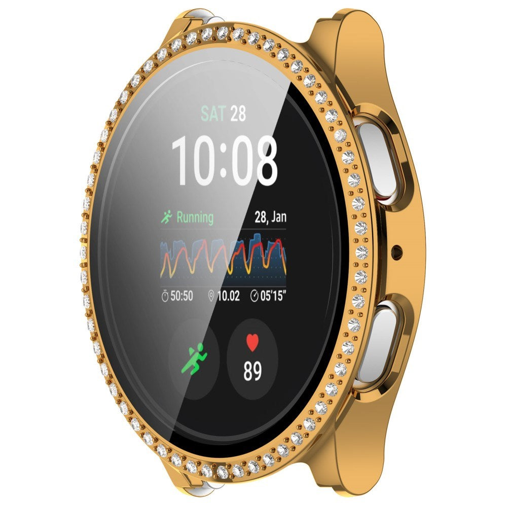 Samsung Galaxy Watch 7 (40mm) Hard Plastic Case w. Built-in Screen Protector - Gold & Rhinestones