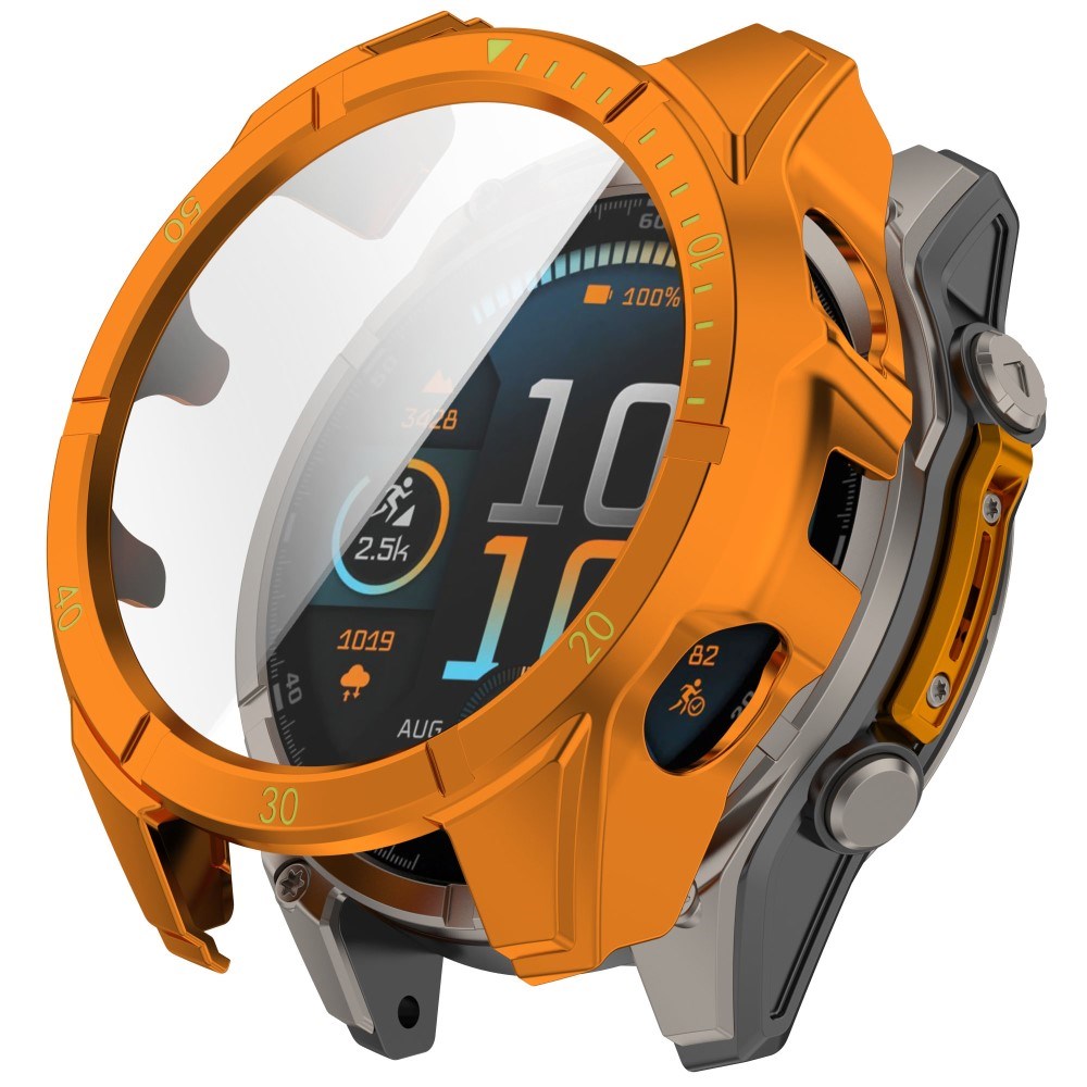 Garmin Tactix 8 AMOLED (51mm) Hard Plastic Case with Screen Protector Glass - Orange / Yellow