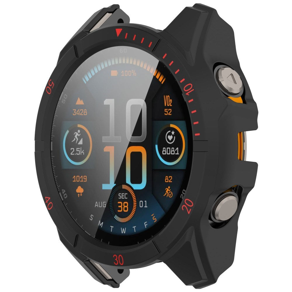 Garmin Tactix 8 AMOLED (51mm) Hard Plastic Case with Screen Protector Glass - Black / Red