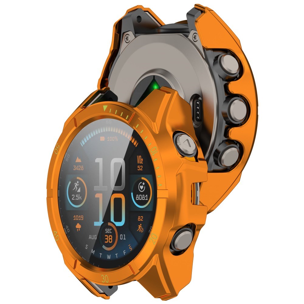 Garmin Tactix 8 AMOLED (47mm) Hard Plastic Case with Screen Protector Glass - Orange / Yellow