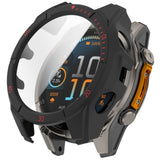 Garmin Tactix 8 AMOLED (47mm) Hard Plastic Case with Screen Protector Glass - Black / Red