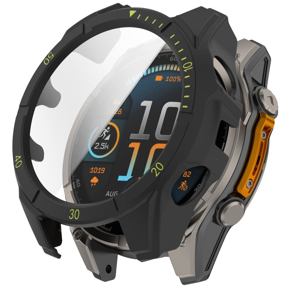 Garmin Tactix 8 AMOLED (47mm) Hard Plastic Case with Screen Protector Glass - Black / Yellow