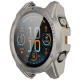Garmin Tactix 8 AMOLED (47mm) Hard Plastic Case with Screen Protector Glass - Titanium / Blue