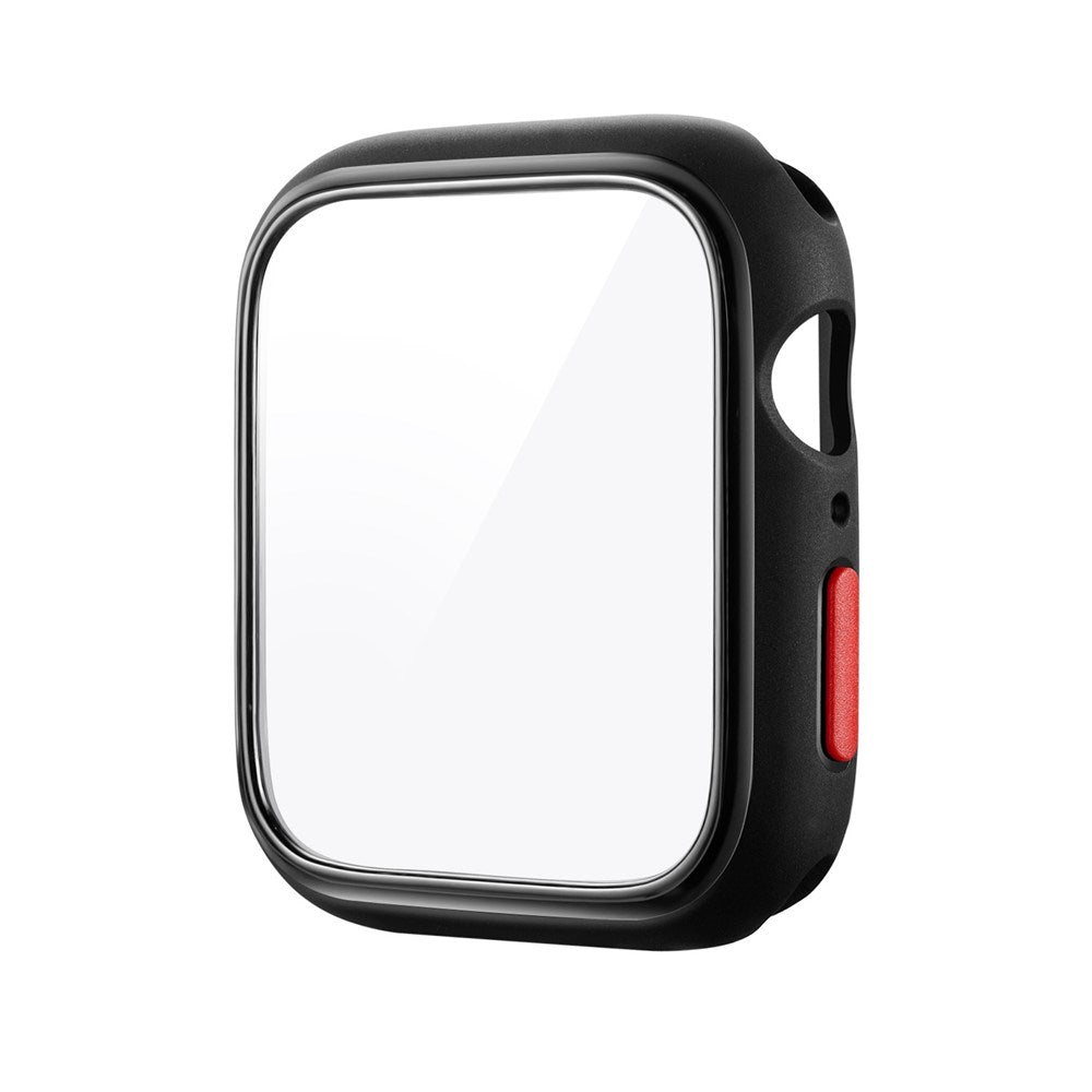 Apple Watch SE / 6 / 5 / 4 (44mm) Flexible Plastic Case with Tempered Screen Protector Glass - Black