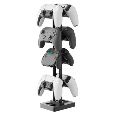 Universal Holder for 8 x Game Consoles with 3 x USB-A - Black