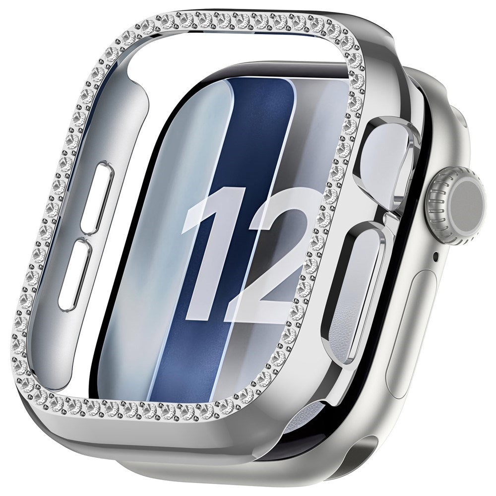 Apple Watch Series 12 (46mm) Hard Plastic Case - Silver & Rhinestones