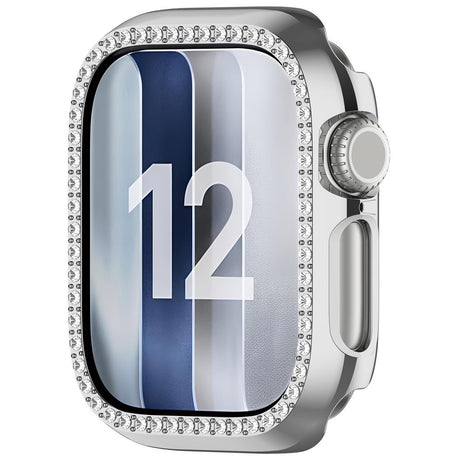 Apple Watch Series 12 (46mm) Hard Plastic Case - Silver & Rhinestones