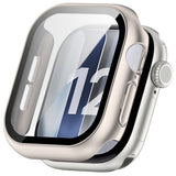 Apple Watch Series 12 (42mm) Hard Plastic Case with Built-In Screen Protector Glass - Rose Gold