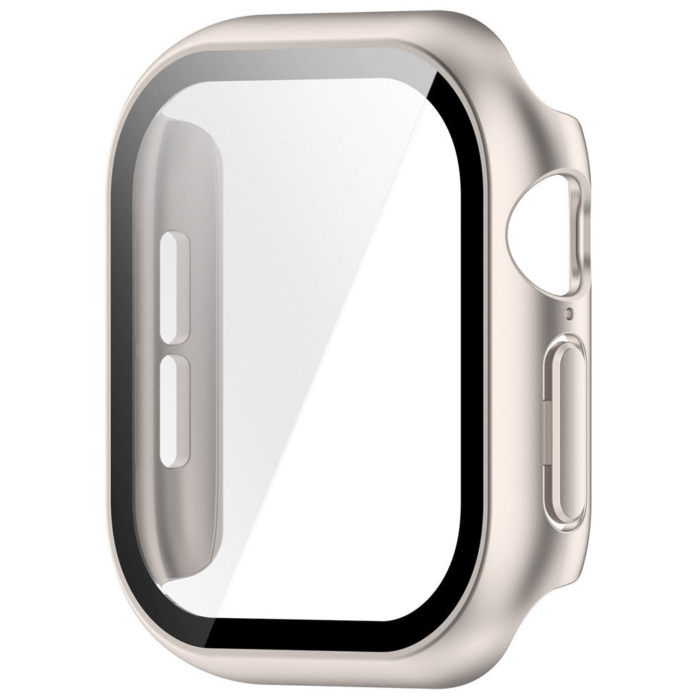 Apple Watch Series 12 (42mm) Hard Plastic Case with Built-In Screen Protector Glass - Rose Gold