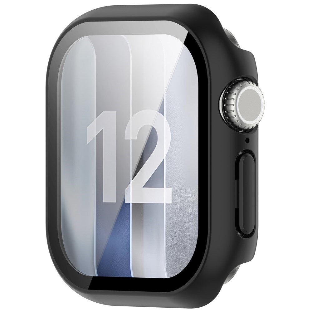 Apple Watch Series 12 (46mm) Hard Plastic Case with Built-In Screen Protector Glass - Black