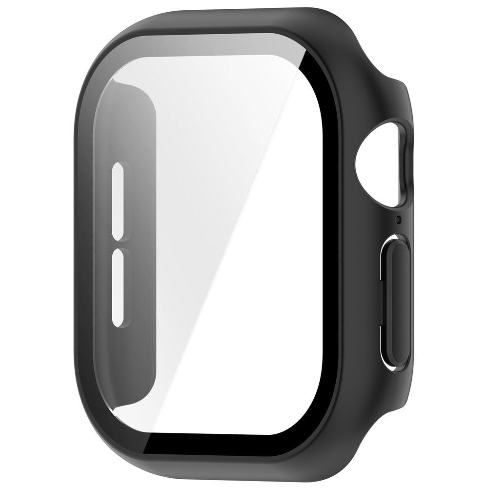 Apple Watch Series 12 (46mm) Hard Plastic Case with Built-In Screen Protector Glass - Black