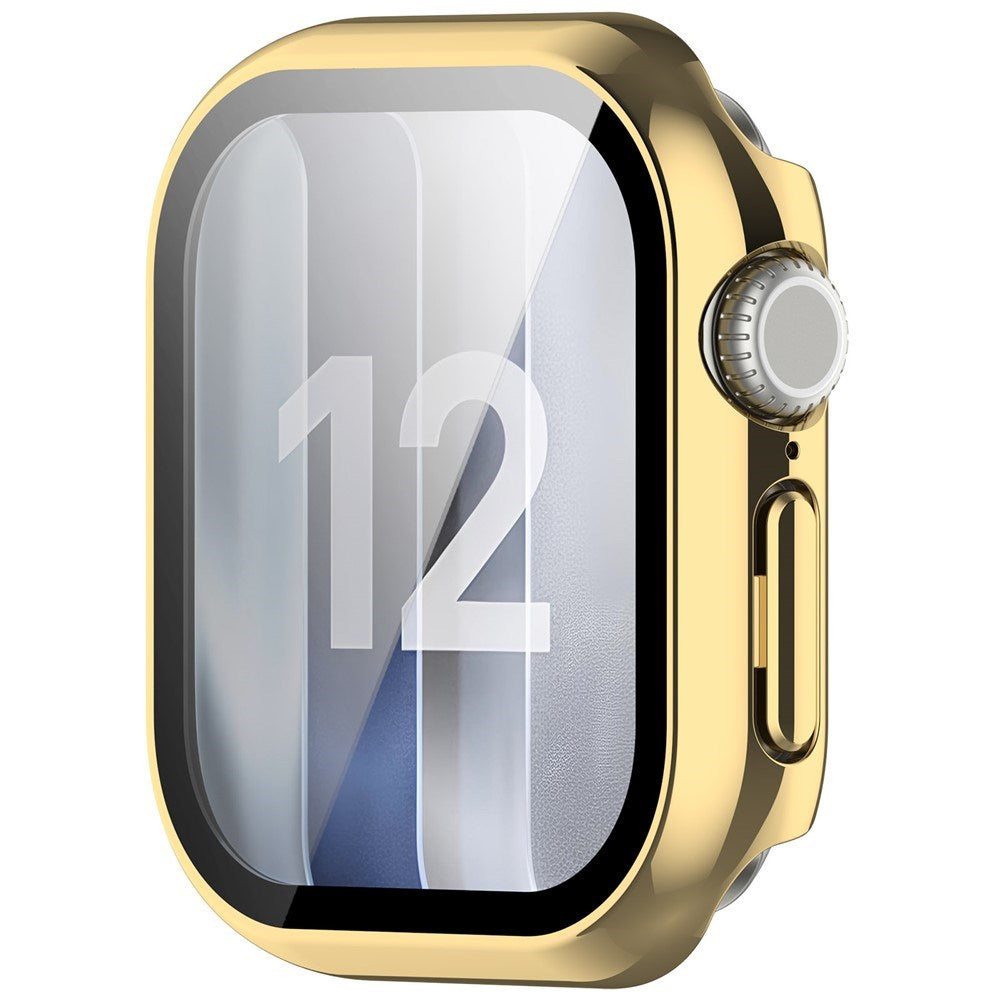 Apple Watch Series 12 (46mm) Hard Plastic Case with Built-In Screen Protector Glass - Gold