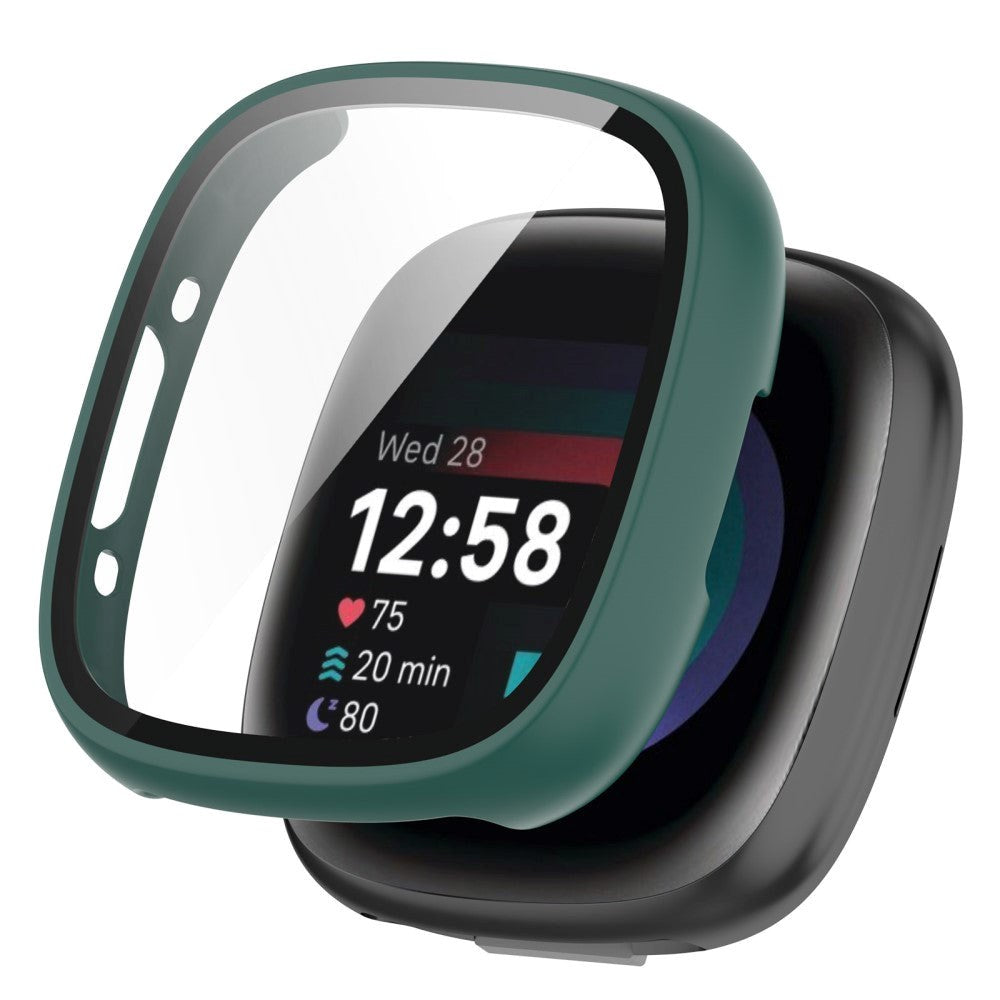 Fitbit Versa 4 / Sense 2 Hard Plastic Case w. Built-in Screen Protection - Green