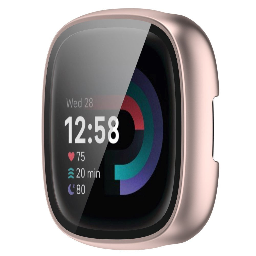 Fitbit Versa 4 / Sense 2 Hard Plastic Case w. Built-in Screen Protection - Rose Gold