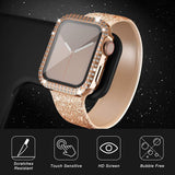 Apple Watch (44mm) Hard Plastic Case w. Built-in Screen Protector - Rose Gold & Rhinestones