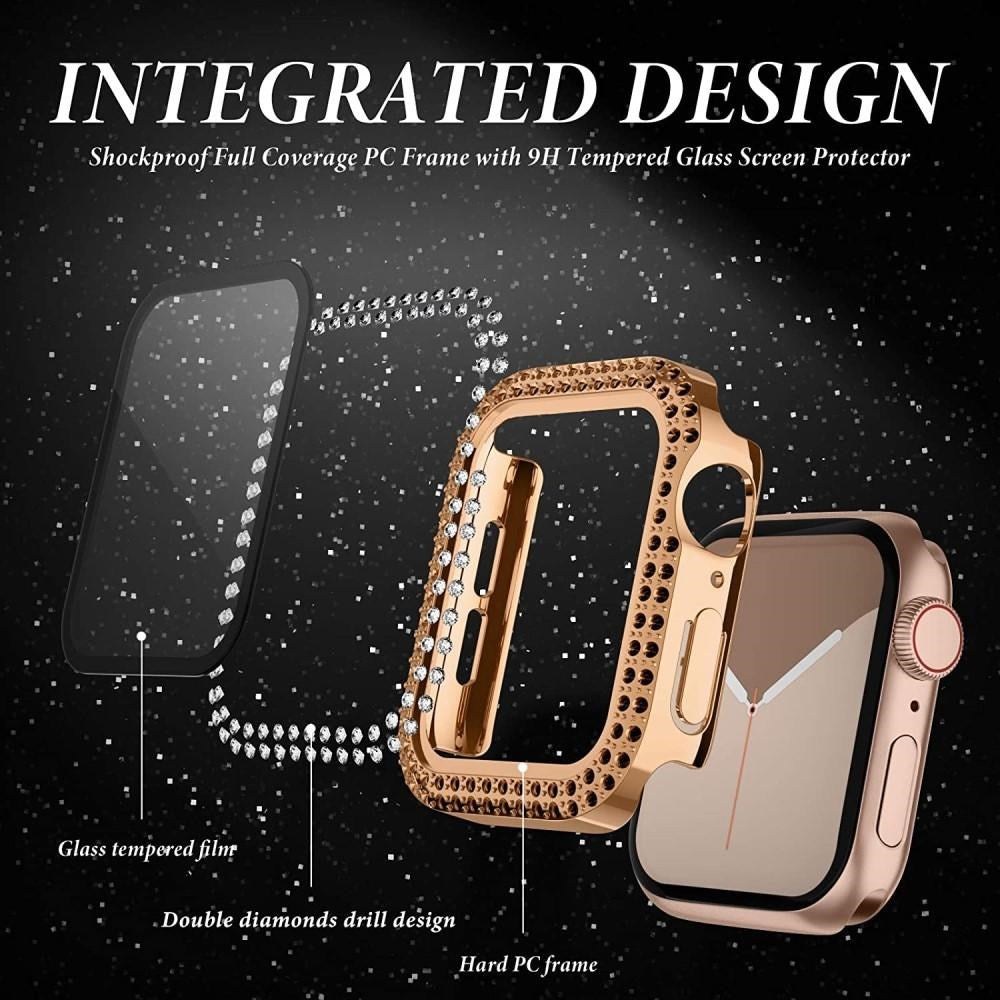 Apple Watch (40mm) Hard Plastic Case w. Built-in Screen Protector - Rose Gold & Rhinestones