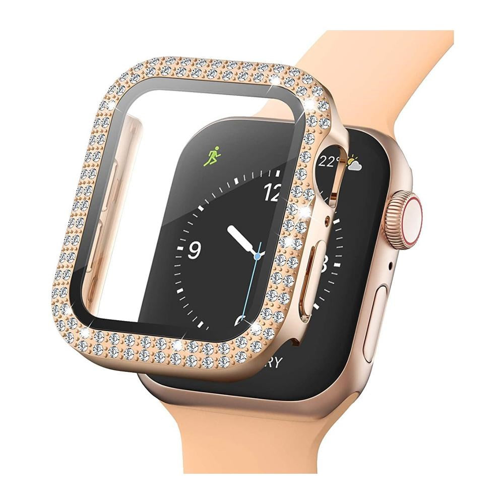 Apple Watch (40mm) Hard Plastic Case w. Built-in Screen Protector - Rose Gold & Rhinestones