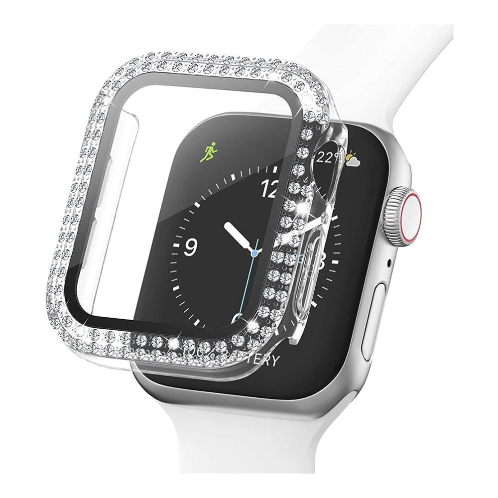 Apple Watch (40mm) Hard Plastic Case w. Built-in Screen Protector - Transparent & Rhinestones