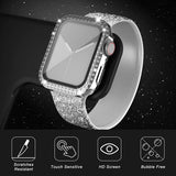 Apple Watch (40mm) Hard Plastic Case w. Built-in Screen Protector - Silver & Rhinestones