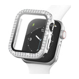 Apple Watch (44mm) Hard Plastic Case w. Built-in Screen Protector - Silver & Rhinestones