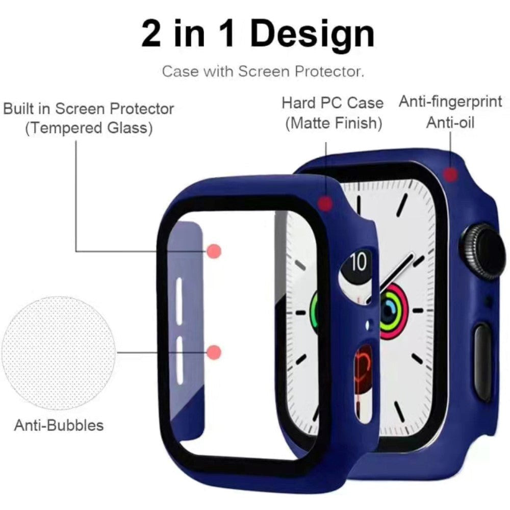 Apple Watch 8 / 7 (45mm) Hard Plastic Case w. Built-in Screen Protector - Dark Blue