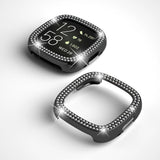 Fitbit Versa 4 / Sense 2 Hard Plastic Case - Black & Rhinestone