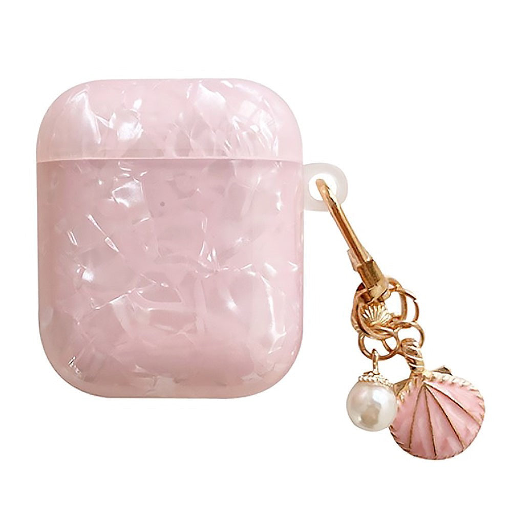 Apple AirPods (1st & 2nd gen.) Plastic Case with Pendant - Marble Design - Pink