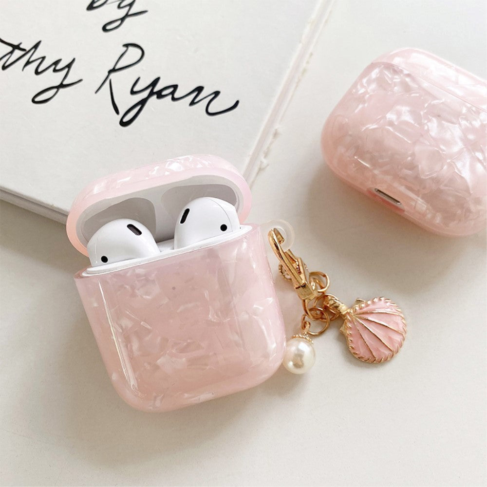 Apple AirPods (1st & 2nd gen.) Plastic Case with Pendant - Marble Design - Pink